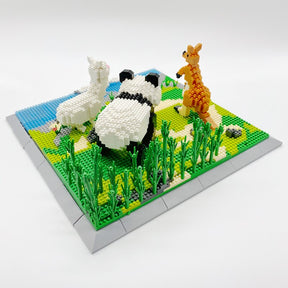 Panda Kangoeroe En Alpaca Op Het Gras Bouwblokjes