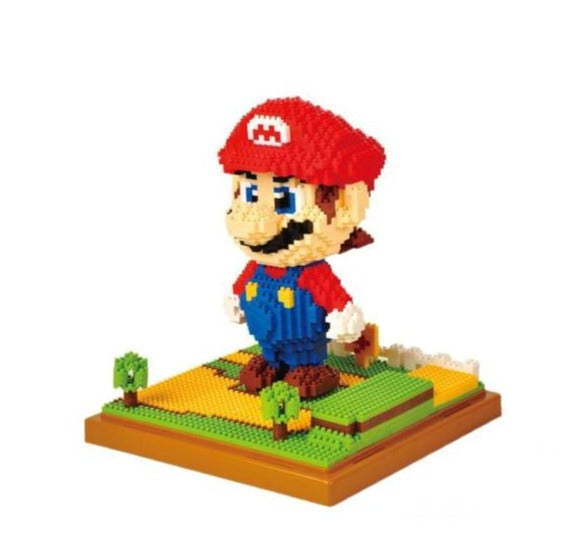 Mario Op Bouwplaat Bouwblokjes